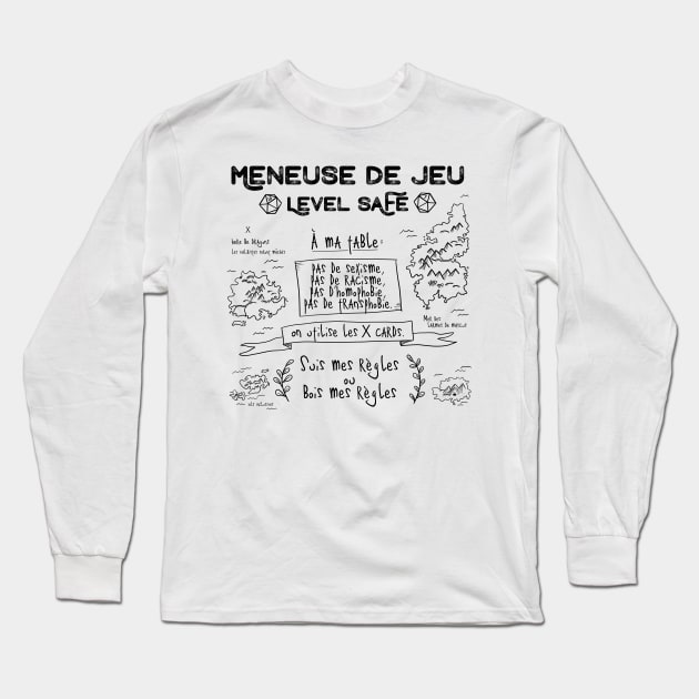 Meneuse de Jeu, level SAFE / Feminist French Roleplaying Long Sleeve T-Shirt by nathalieaynie